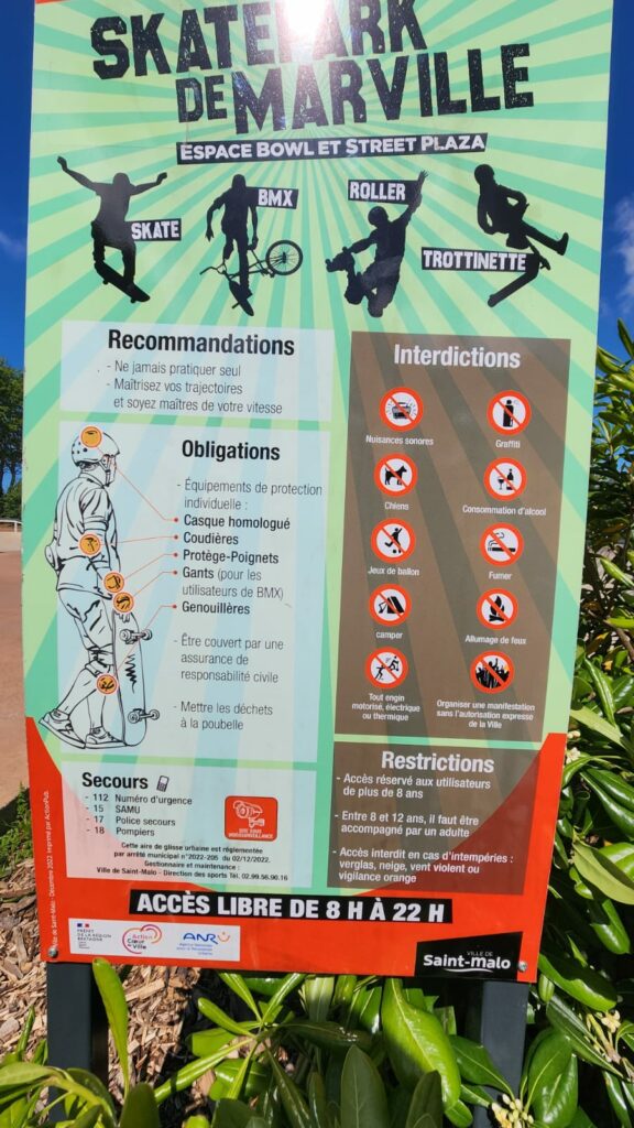 Information utiles sur le skatepark de Saint Malo